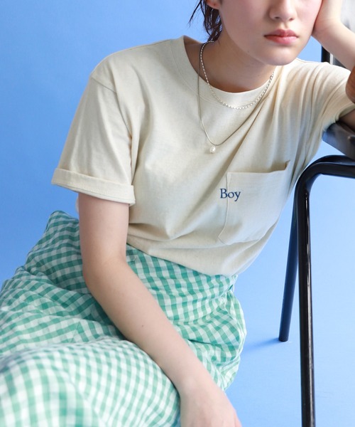 SLOBE citron.（スローブシトロン）の「SLOBE citron. BOY Tシャツ【手洗い可能】◆（Tシャツ/カットソー・レディース・ブラウン/ナチュラル/イエロー・FREE）」の18枚目の写真