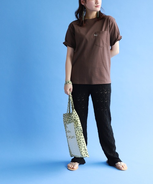 SLOBE citron.（スローブシトロン）の「SLOBE citron. BOY Tシャツ【手洗い可能】◆（Tシャツ/カットソー・レディース・ブラウン/ナチュラル/イエロー・FREE）」の7枚目の写真