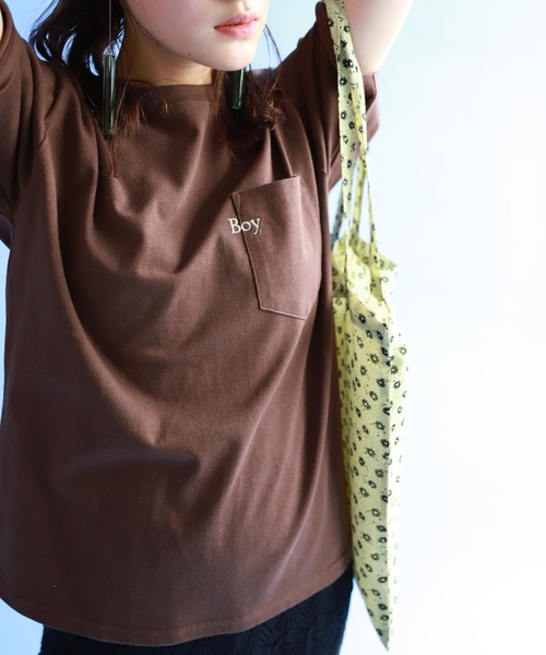 SLOBE citron.（スローブシトロン）の「SLOBE citron. BOY Tシャツ【手洗い可能】◆（Tシャツ/カットソー・レディース・ブラウン/ナチュラル/イエロー・FREE）」の15枚目の写真