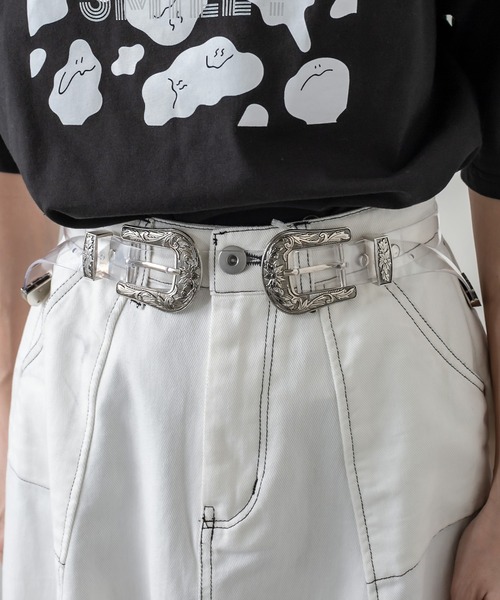 RASVOA(ラスボア)の「ダブルバックルPVCベルト(ベルト・レディース・クリア/ブラック・FREE)」の4枚目の写真