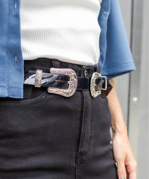 RASVOA(ラスボア)の「ダブルバックルPVCベルト(ベルト・レディース・クリア/ブラック・FREE)」の10枚目の写真