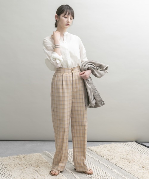 UR Lab.（アーバンリサーチラボ）の「『34サイズ/低身長向けも展開』チェックワイドパンツ（その他パンツ・レディース・ネイビー/イエロー/ベージュ・38/34/36）」の19枚目の写真