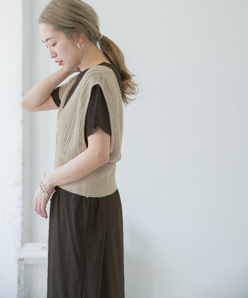 ITEMS URBANRESEARCH（アイテムズ アーバンリサーチ）の「ビスチェセットカットワンピース（ワンピース・レディース・チャコールグレー/ブラウン/ベージュ・FREE）」の7枚目の写真