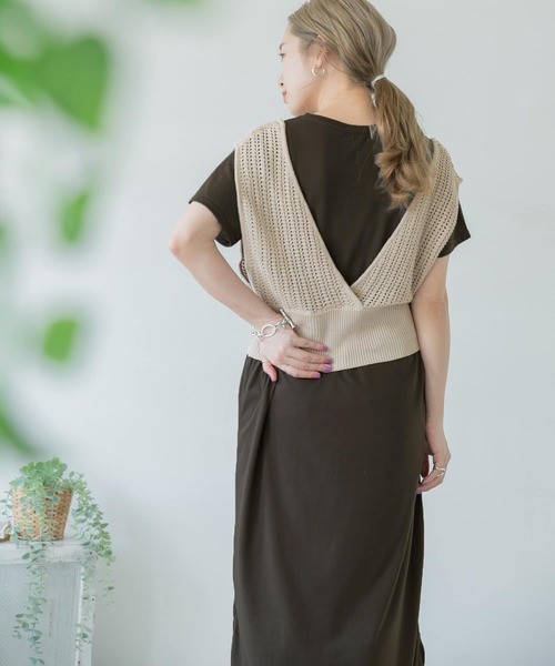 ITEMS URBANRESEARCH（アイテムズ アーバンリサーチ）の「ビスチェセットカットワンピース（ワンピース・レディース・チャコールグレー/ブラウン/ベージュ・FREE）」の8枚目の写真