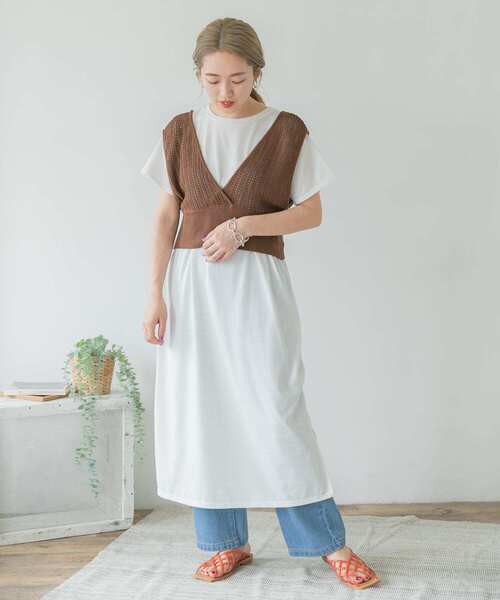 ITEMS URBANRESEARCH（アイテムズ アーバンリサーチ）の「ビスチェセットカットワンピース（ワンピース・レディース・チャコールグレー/ブラウン/ベージュ・FREE）」の21枚目の写真