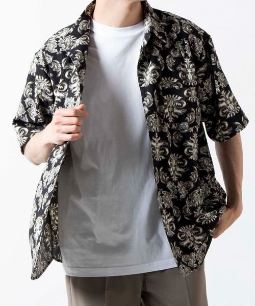 WEGO（ウィゴー）の「WEGO/ダークダマスクビッグシルエットシャツ（シャツ/ブラウス・メンズ・その他1/その他2・MEDIUM/LARGE）」の2枚目の写真