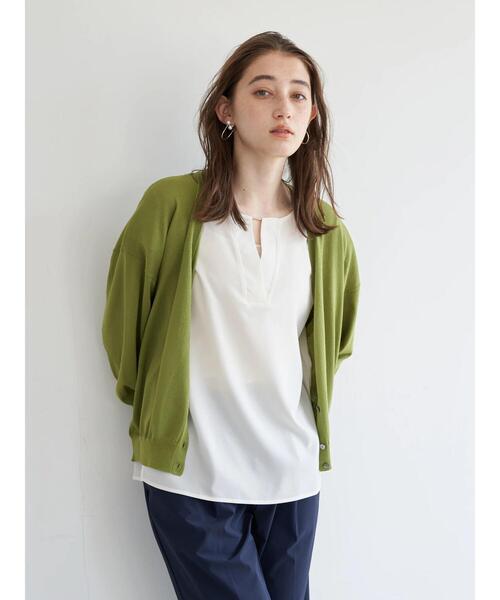 YECCA VECCA（イェッカヴェッカ）の「Vネックカーディガン＊（カーディガン/ボレロ・レディース・ブラック/ベージュ/グリーン/アイボリー・FREE）」の8枚目の写真