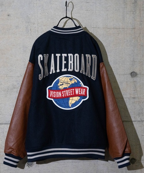 JOHN'S CLOSET（ジョンズクローゼット）の「【12】〔VISION STREET WEAR/ビジョン ストリート ウェア〕メルトンPUスタジャン（スタジャン・メンズ・ブラック/ネイビー/グリーン・MEDIUM/LARGE）」の3枚目の写真