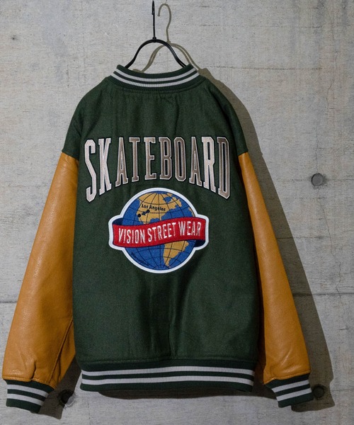 JOHN'S CLOSET（ジョンズクローゼット）の「【12】〔VISION STREET WEAR/ビジョン ストリート ウェア〕メルトンPUスタジャン（スタジャン・メンズ・ブラック/ネイビー/グリーン・MEDIUM/LARGE）」の2枚目の写真