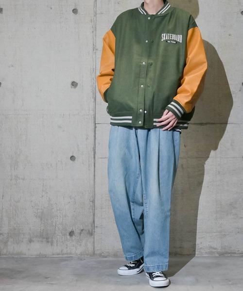 JOHN'S CLOSET（ジョンズクローゼット）の「【12】〔VISION STREET WEAR/ビジョン ストリート ウェア〕メルトンPUスタジャン（スタジャン・メンズ・ブラック/ネイビー/グリーン・MEDIUM/LARGE）」の6枚目の写真