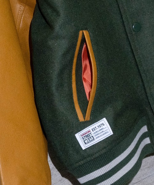 JOHN'S CLOSET（ジョンズクローゼット）の「【12】〔VISION STREET WEAR/ビジョン ストリート ウェア〕メルトンPUスタジャン（スタジャン・メンズ・ブラック/ネイビー/グリーン・MEDIUM/LARGE）」の16枚目の写真