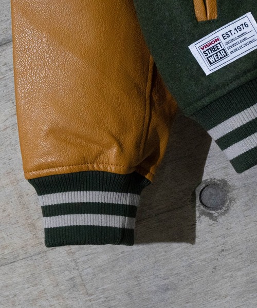 JOHN'S CLOSET（ジョンズクローゼット）の「【12】〔VISION STREET WEAR/ビジョン ストリート ウェア〕メルトンPUスタジャン（スタジャン・メンズ・ブラック/ネイビー/グリーン・MEDIUM/LARGE）」の13枚目の写真