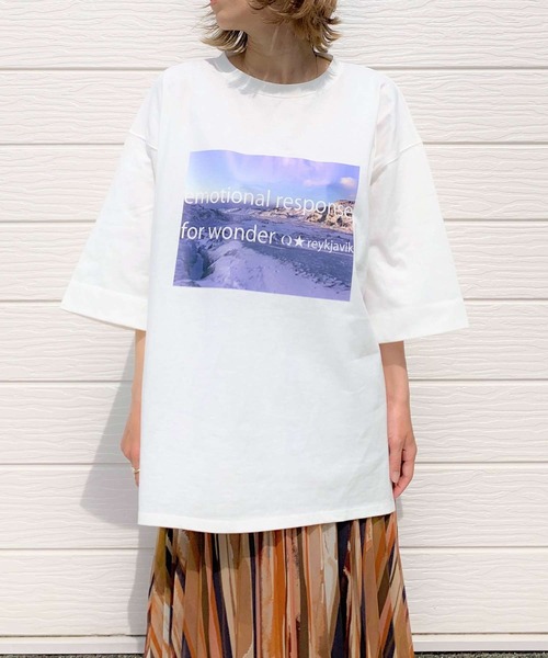 Q（キュー）の「View Tシャツ（Tシャツ/カットソー・レディース・チャコールグレー/アイボリー・MEDIUM）」の3枚目の写真