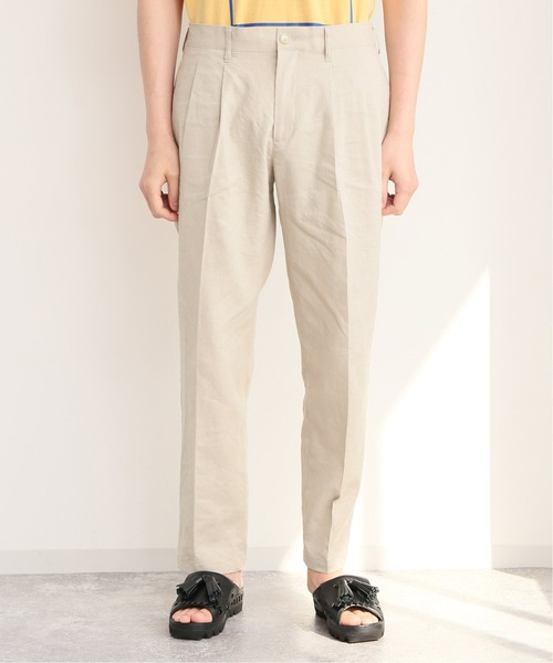 JOURNAL STANDARD relume（ジャーナルスタンダード　レリューム）の「FLANDERS LINEN/フランダースリネン テーパードタック パンツ（スラックス・メンズ・ネイビー/ホワイト×ホワイト/ベージュ系その他・SMALL/MEDIUM/LARGE）」の10枚目の写真