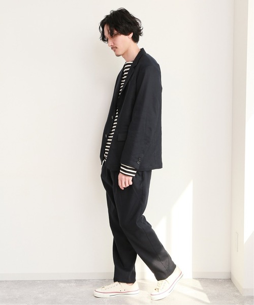 JOURNAL STANDARD relume（ジャーナルスタンダード　レリューム）の「FLANDERS LINEN/フランダースリネン テーパードタック パンツ（スラックス・メンズ・ネイビー/ホワイト×ホワイト/ベージュ系その他・SMALL/MEDIUM/LARGE）」の8枚目の写真