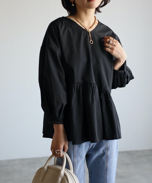 セール】2WAYボリューム袖ペプラムブラウス（シャツ/ブラウス）｜ap