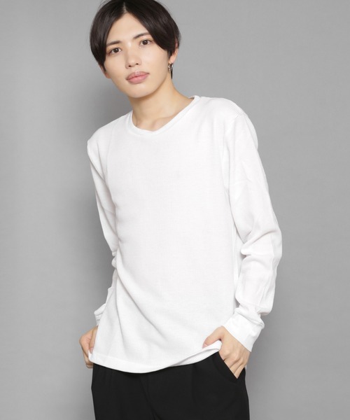 Bling Leads（ブリングリーズ）の「bling leads/ワッフルクルーネックT（Tシャツ/カットソー・メンズ・ライトピンク/カーキ/ホワイト/ブラック/ベージュ/グレー/ネイビー・MEDIUM/LARGE/X-LARGE）」の2枚目の写真
