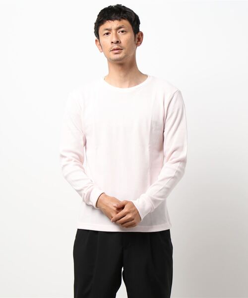 Bling Leads（ブリングリーズ）の「bling leads/ワッフルクルーネックT（Tシャツ/カットソー・メンズ・ライトピンク/カーキ/ホワイト/ブラック/ベージュ/グレー/ネイビー・MEDIUM/LARGE/X-LARGE）」の13枚目の写真