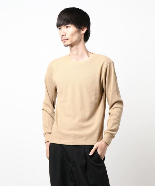 Bling Leads（ブリングリーズ）の「bling leads/ワッフルクルーネックT（Tシャツ/カットソー・メンズ・ライトピンク/カーキ/ホワイト/ブラック/ベージュ/グレー/ネイビー・MEDIUM/LARGE/X-LARGE）」の15枚目の写真