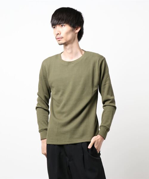 Bling Leads（ブリングリーズ）の「bling leads/ワッフルクルーネックT（Tシャツ/カットソー・メンズ・ライトピンク/カーキ/ホワイト/ブラック/ベージュ/グレー/ネイビー・MEDIUM/LARGE/X-LARGE）」の17枚目の写真