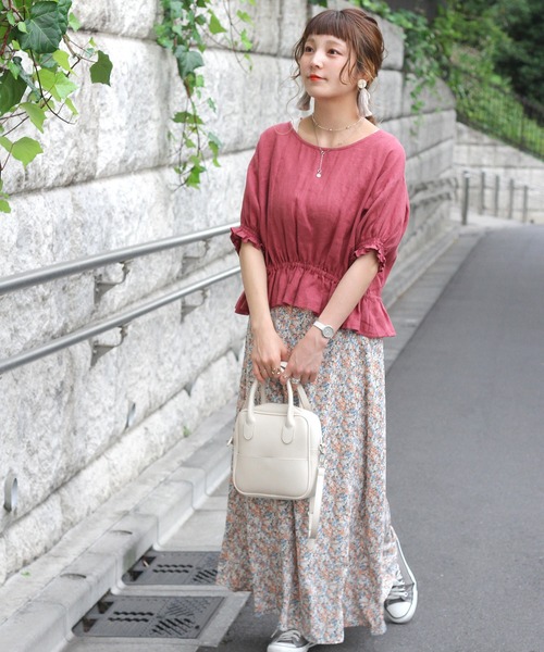 Crisp（クリスプ）の「ギャザーパフブラウス（シャツ/ブラウス・レディース・ピンク/ナチュラル・FREE）」の3枚目の写真