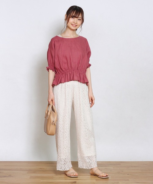 Crisp（クリスプ）の「ギャザーパフブラウス（シャツ/ブラウス・レディース・ピンク/ナチュラル・FREE）」の6枚目の写真