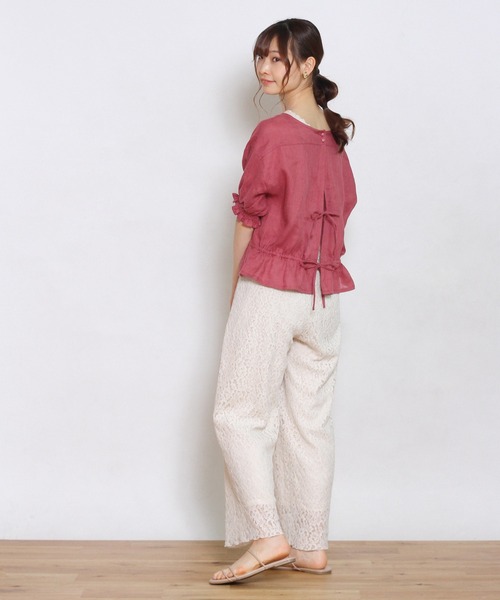 Crisp（クリスプ）の「ギャザーパフブラウス（シャツ/ブラウス・レディース・ピンク/ナチュラル・FREE）」の7枚目の写真