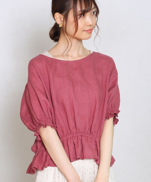 Crisp（クリスプ）の「ギャザーパフブラウス（シャツ/ブラウス・レディース・ピンク/ナチュラル・FREE）」の9枚目の写真