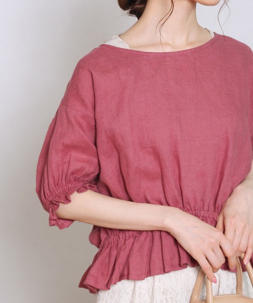 Crisp（クリスプ）の「ギャザーパフブラウス（シャツ/ブラウス・レディース・ピンク/ナチュラル・FREE）」の12枚目の写真