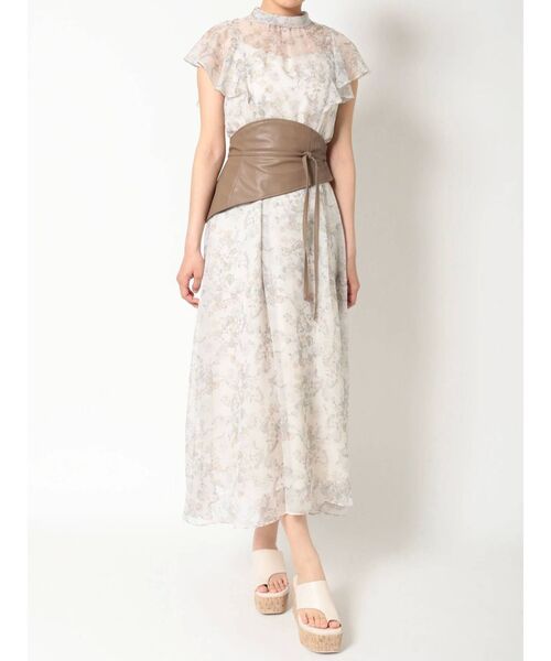 MERCURYDUO（マーキュリーデュオ）の「コルセットベルト付ペイズリーロングワンピース（ワンピース・レディース・ブルー/ベージュ・SMALL/MEDIUM）」の10枚目の写真