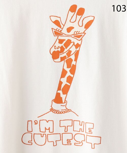 Cutie Blonde（キューティーブロンド）の「◆【S-L】アニマルフレンチスリーブコラボTシャツ（Tシャツ/カットソー・レディース・ベージュ/オフホワイト/ホワイト系3/ベージュ系/パープル系4/イエロー系・01/02/03）」の20枚目の写真