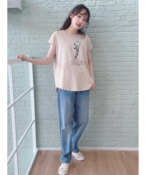 Cutie Blonde（キューティーブロンド）の「◆【S-L】アニマルフレンチスリーブコラボTシャツ（Tシャツ/カットソー・レディース・ベージュ/オフホワイト/ホワイト系3/ベージュ系/パープル系4/イエロー系・01/02/03）」の14枚目の写真