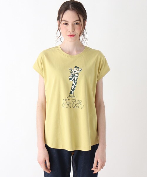 Cutie Blonde（キューティーブロンド）の「◆【S-L】アニマルフレンチスリーブコラボTシャツ（Tシャツ/カットソー・レディース・ベージュ/オフホワイト/ホワイト系3/ベージュ系/パープル系4/イエロー系・01/02/03）」の9枚目の写真