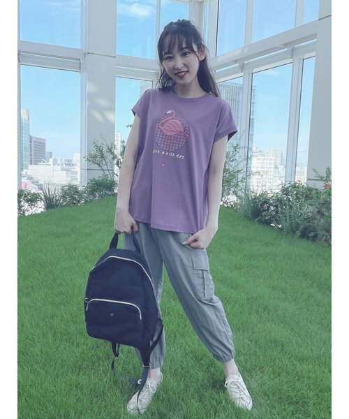 Cutie Blonde（キューティーブロンド）の「◆【S-L】アニマルフレンチスリーブコラボTシャツ（Tシャツ/カットソー・レディース・ベージュ/オフホワイト/ホワイト系3/ベージュ系/パープル系4/イエロー系・01/02/03）」の16枚目の写真