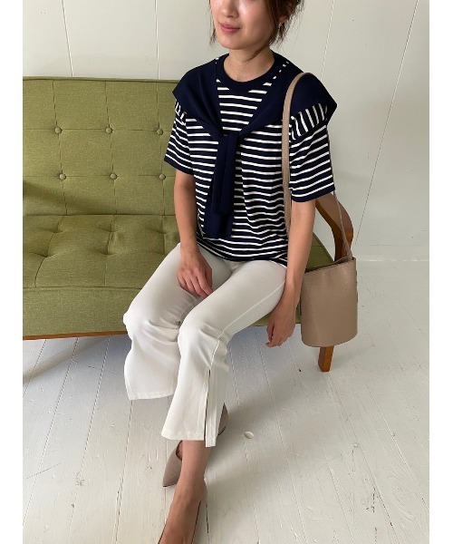 DAIS-Y（デイジー）の「低身長さん向けストレッチスリットフレアパンツ（その他パンツ・レディース・チェック/ブラック/ホワイト・FREE）」の12枚目の写真