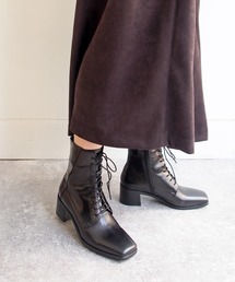 スクエアレースアップブーツ　-2420039