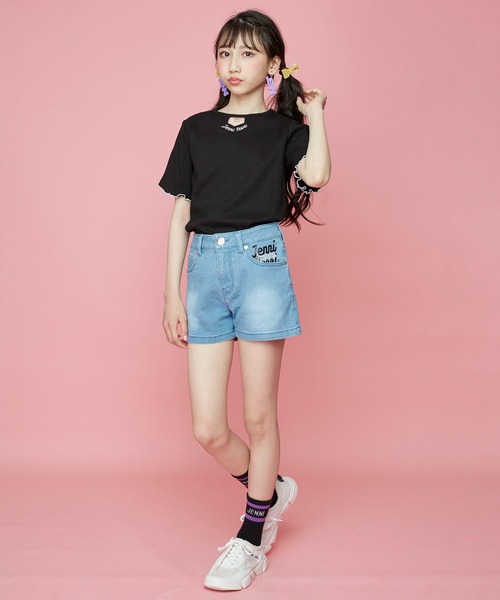 JENNI love（ジェニィラブ）の「チャーム付きメローテレコTシャツ（Tシャツ/カットソー・キッズ・サックスブルー/ブラック/ピンク・130cm/160cm/150cm/140cm）」の4枚目の写真