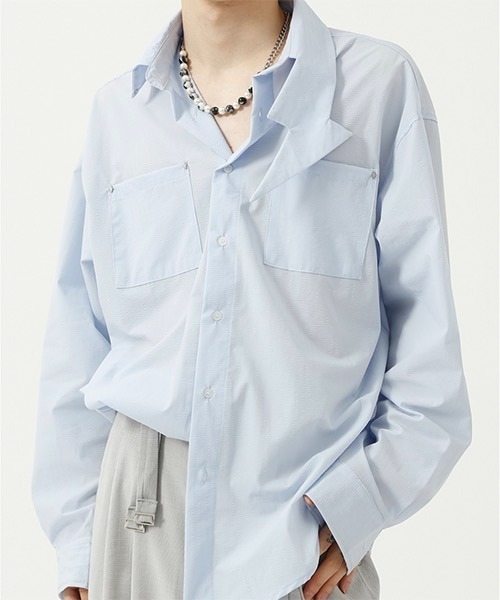 WESTBOY(ウエストボーイ)の「【WB ORIGINALS】Thunder Collar Dress Shirt WO21S610TP(シャツ/ブラウス・メンズ・ブラック/ブルー/グリーン・M/L/XL)」の1枚目の写真