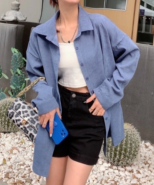 ABITOKYO（アビトーキョー）の「コーデュロイオーバーシャツ（シャツ/ブラウス・レディース・ベージュ/グレー/ブルー/モカ/ボルドー/カーキ/キャメル・FREE）」の5枚目の写真