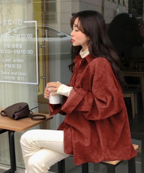 ABITOKYO（アビトーキョー）の「コーデュロイオーバーシャツ（シャツ/ブラウス・レディース・ベージュ/グレー/ブルー/モカ/ボルドー/カーキ/キャメル・FREE）」の8枚目の写真