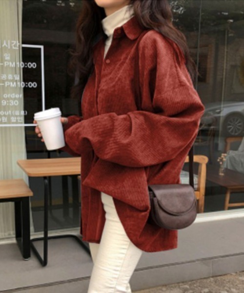 ABITOKYO（アビトーキョー）の「コーデュロイオーバーシャツ（シャツ/ブラウス・レディース・ベージュ/グレー/ブルー/モカ/ボルドー/カーキ/キャメル・FREE）」の9枚目の写真