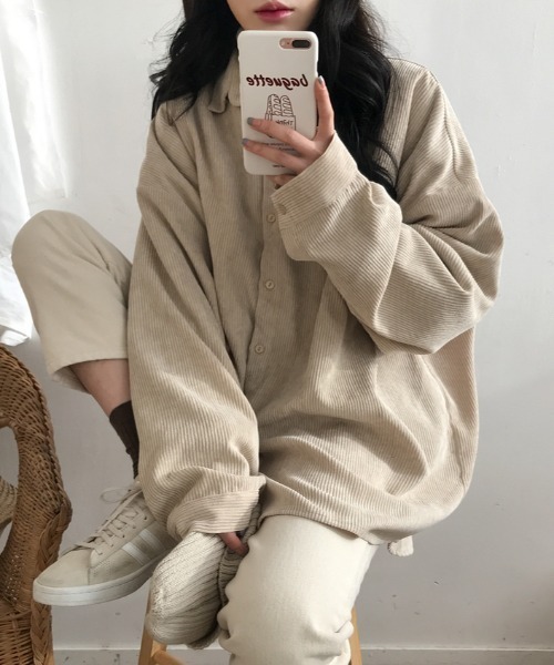 ABITOKYO（アビトーキョー）の「コーデュロイオーバーシャツ（シャツ/ブラウス・レディース・ベージュ/グレー/ブルー/モカ/ボルドー/カーキ/キャメル・FREE）」の11枚目の写真