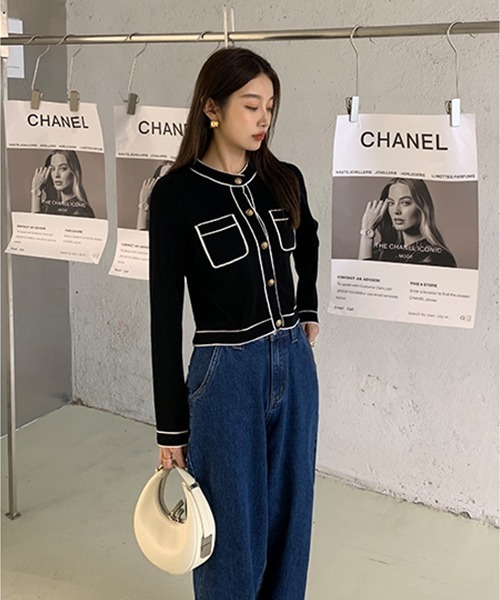 Fano Studios（ファノ ストゥディオズ）の「【Fano Studios】Bicolor piping jacket FQ21S064（カーディガン/ボレロ・レディース・ブラック・S/L/M）」の18枚目の写真