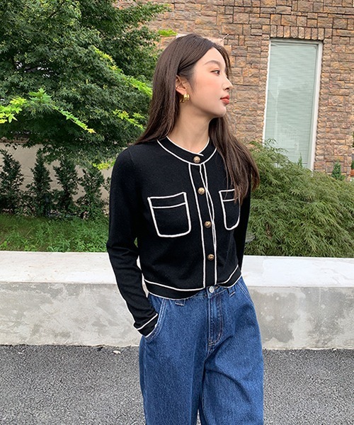 Fano Studios（ファノ ストゥディオズ）の「【Fano Studios】Bicolor piping jacket FQ21S064（カーディガン/ボレロ・レディース・ブラック・S/L/M）」の20枚目の写真