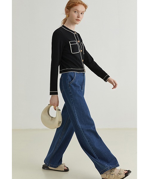 Fano Studios（ファノ ストゥディオズ）の「【Fano Studios】Bicolor piping jacket FQ21S064（カーディガン/ボレロ・レディース・ブラック・S/L/M）」の3枚目の写真