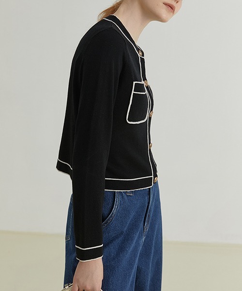 Fano Studios（ファノ ストゥディオズ）の「【Fano Studios】Bicolor piping jacket FQ21S064（カーディガン/ボレロ・レディース・ブラック・S/L/M）」の6枚目の写真