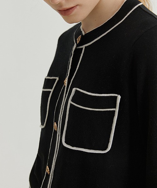 Fano Studios（ファノ ストゥディオズ）の「【Fano Studios】Bicolor piping jacket FQ21S064（カーディガン/ボレロ・レディース・ブラック・S/L/M）」の8枚目の写真