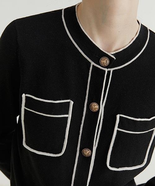 Fano Studios（ファノ ストゥディオズ）の「【Fano Studios】Bicolor piping jacket FQ21S064（カーディガン/ボレロ・レディース・ブラック・S/L/M）」の9枚目の写真