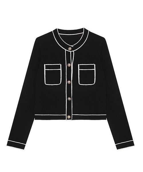 Fano Studios（ファノ ストゥディオズ）の「【Fano Studios】Bicolor piping jacket FQ21S064（カーディガン/ボレロ・レディース・ブラック・S/L/M）」の10枚目の写真