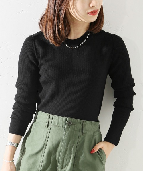 JOURNAL STANDARD（ジャーナルスタンダード）の「ウォッシャブルウールリブクルーネック◆（ニット/セーター・レディース・ブラウン/ホワイト/ブラック/ベージュ・FREE）」の3枚目の写真